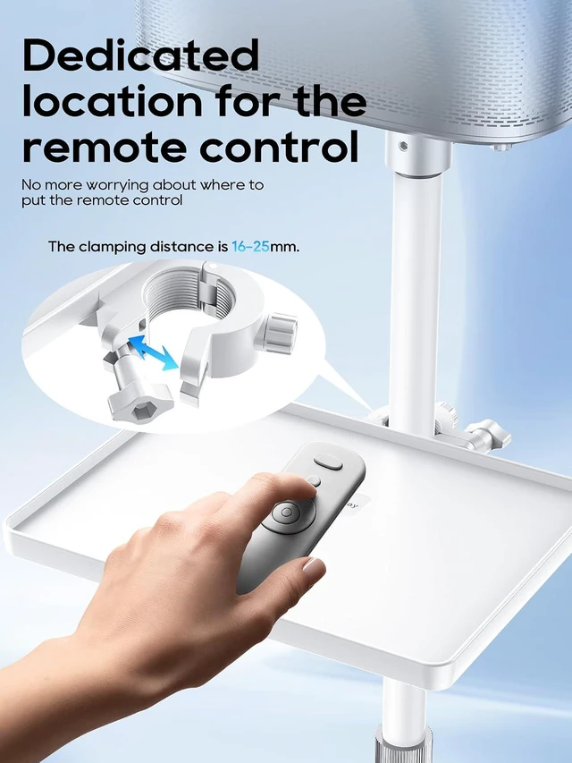 Alt view image 6 of 7 - Projector Stand with Hidden Cable Management Height Adjustable Floor Mount, 360° Rotation & 1/4" Screw for Projector, Camera & Webcam, Home/Office/Outdoor (White)
