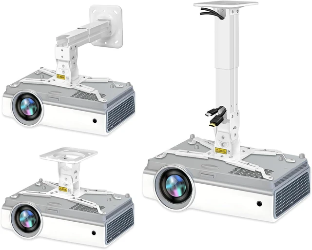 Main image of Heavy Duty Projector Ceiling Mount Max Load 45lbs/21kg, Extendable 11.4-15.3in/29-39cm, Universal Angle Adjustable, White