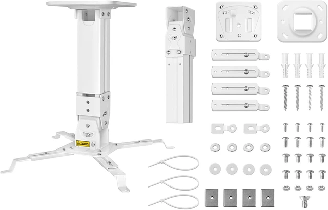 Alt view image 5 of 7 - Heavy Duty Projector Ceiling Mount Max Load 45lbs/21kg, Extendable 11.4-15.3in/29-39cm, Universal Angle Adjustable, White