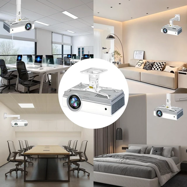 Alt view image 7 of 7 - Heavy Duty Projector Ceiling Mount Max Load 45lbs/21kg, Extendable 11.4-15.3in/29-39cm, Universal Angle Adjustable, White