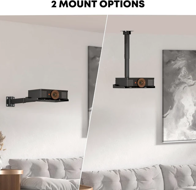 Alt view image 7 of 7 - Adjustable Projector Ceiling Mount,Universal Projector Shelf for Ceiling and Wall, Holds up to 22lbsNo Hole Installation, Hidden Cable Routing, Black