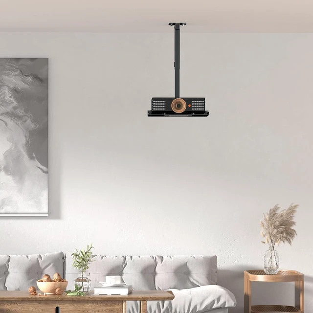 Alt view image 2 of 7 - Adjustable Projector Ceiling Mount,Universal Projector Shelf for Ceiling and Wall, Holds up to 22lbsNo Hole Installation, Hidden Cable Routing, Black