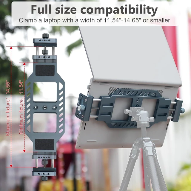 Alt view image 2 of 7 - Aluminum Laptop Stand for Tripods with 1/4" & 3/8 Ports Arca-Swiss Quick Release, Anti-Slip Heat Display for Studio, Live, Media Production & Outdoor Scenes