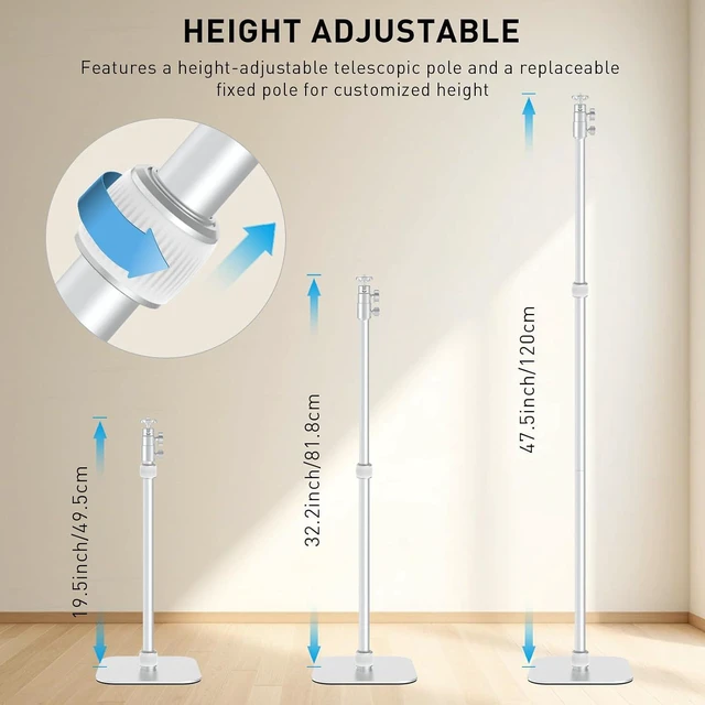 Alt view image 5 of 6 - Projector Mount with Height Adjustable 19.5" to 47.5" Space-Saving Heavy-Duty Floor & Table Stand, 11lbs Capacity for Home Theater & Business, Epson/XGIMI/Nebula Compatible