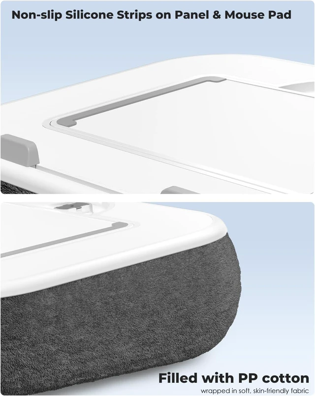 Alt view image 7 of 7 - Kindle Pillow Stand Holder & Phone Holder for Bed Laptop Lap Desk with Mouse Pad, Fits 4.7-13" Kindle/Tablet/Phone & 10-15" Laptop, Snack Bowl, Cup & Detachable 360° Stand Arm