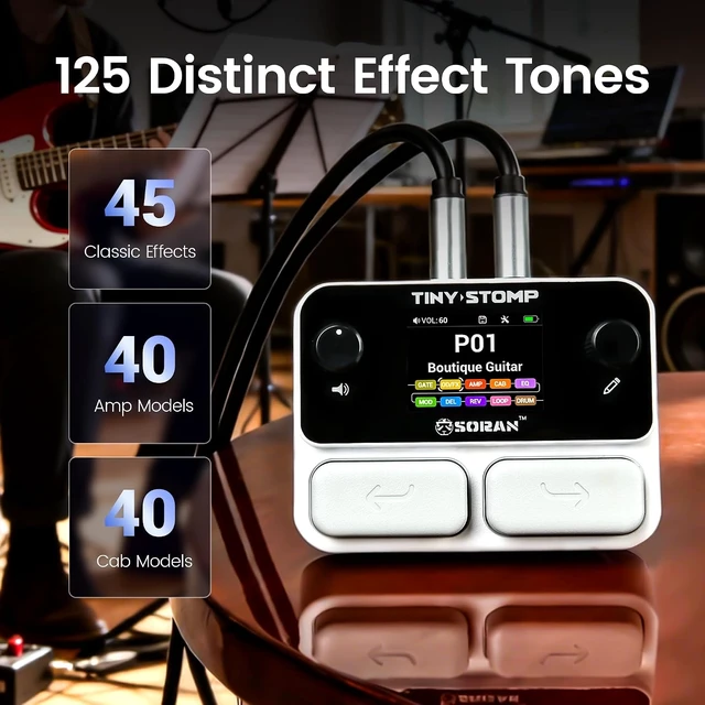 Alt view image 5 of 7 - JME-03A Tiny Stomp Multi-Effects Guitar Pedal 125 Effects, 99 Presets, 10 Modules, 40s Looper, 100 Drum Rhythms, 20 IR/NAM Slots, USB Audio, Rechargeable for Guitar & Bass