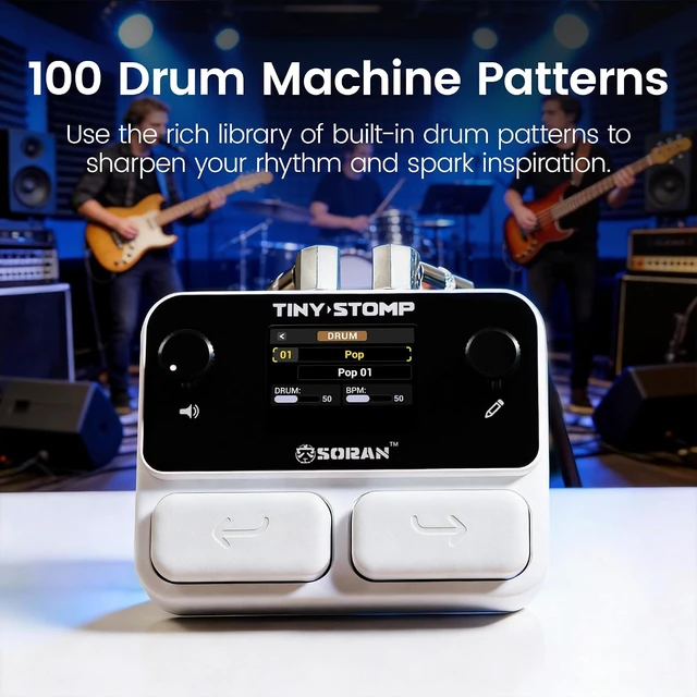 Alt view image 6 of 7 - JME-03A Tiny Stomp Multi-Effects Guitar Pedal 125 Effects, 99 Presets, 10 Modules, 40s Looper, 100 Drum Rhythms, 20 IR/NAM Slots, USB Audio, Rechargeable for Guitar & Bass