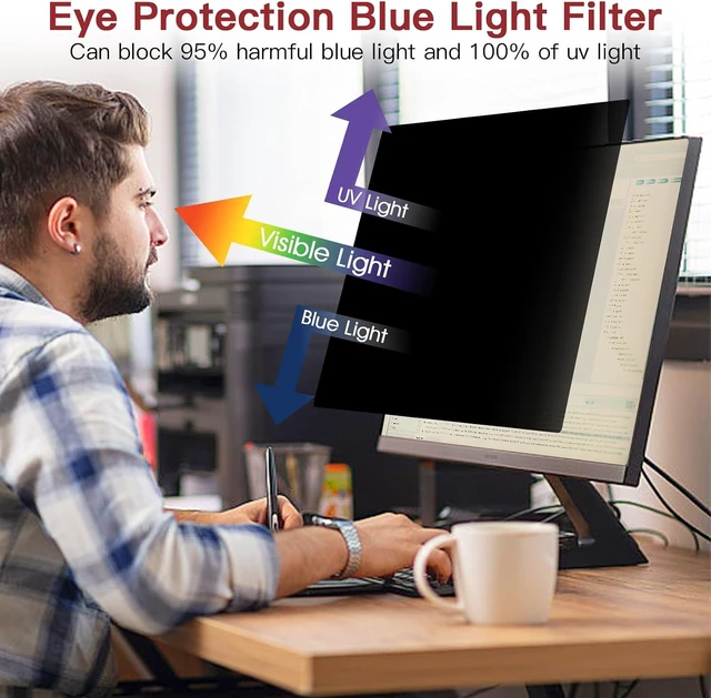 Alt view image 5 of 7 - 2-Pack 24 Inch 16:9 Computer Monitor Privacy Screen Anti-Glare Eye Protection Cover, Removable Anti-Scratch Privacy Shield for 24'' Widescreen Monitors