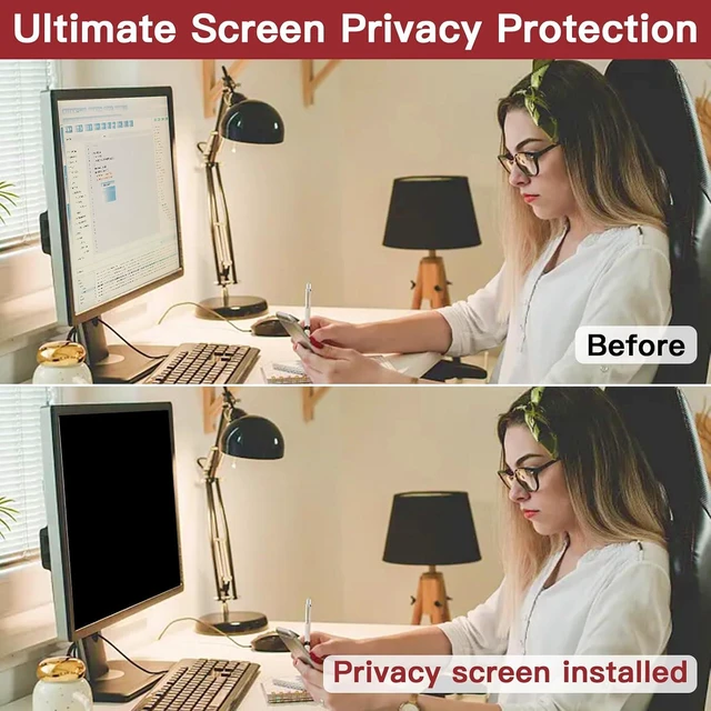 Alt view image 6 of 7 - 2-Pack 24 Inch 16:9 Computer Monitor Privacy Screen Anti-Glare Eye Protection Cover, Removable Anti-Scratch Privacy Shield for 24'' Widescreen Monitors