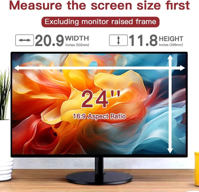 Alt view image 7 of 7 - 2-Pack 24 Inch 16:9 Computer Monitor Privacy Screen Anti-Glare Eye Protection Cover, Removable Anti-Scratch Privacy Shield for 24'' Widescreen Monitors