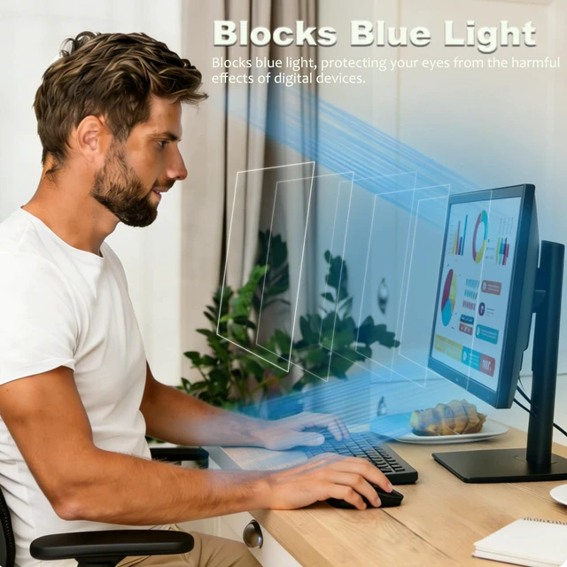 Alt view image 2 of 7 - 2-Pack 24 Inch Computer Screen Protector Film Anti-Glare & Blue Light Blocker with Transparent Filter for Eye Protection, Fits 16:10 Widescreen Monitors from Dell, HP, LG & More