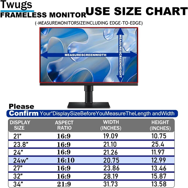 Alt view image 4 of 7 - 2-Pack 24 Inch Computer Screen Protector Film Anti-Glare & Blue Light Blocker with Transparent Filter for Eye Protection, Fits 16:10 Widescreen Monitors from Dell, HP, LG & More