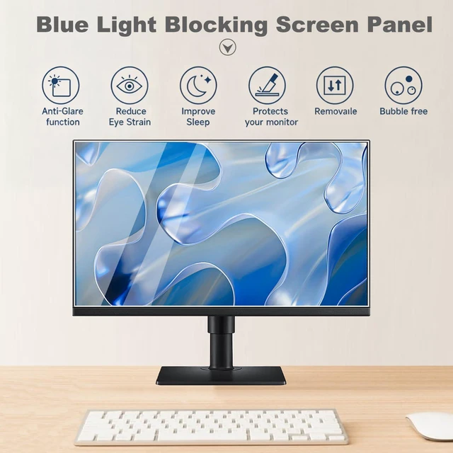 Alt view image 5 of 7 - 2-Pack 24 Inch Computer Screen Protector Film Anti-Glare & Blue Light Blocker with Transparent Filter for Eye Protection, Fits 16:10 Widescreen Monitors from Dell, HP, LG & More