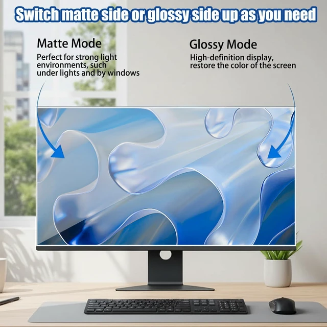 Alt view image 6 of 7 - 2-Pack 24 Inch Computer Screen Protector Film Anti-Glare & Blue Light Blocker with Transparent Filter for Eye Protection, Fits 16:10 Widescreen Monitors from Dell, HP, LG & More