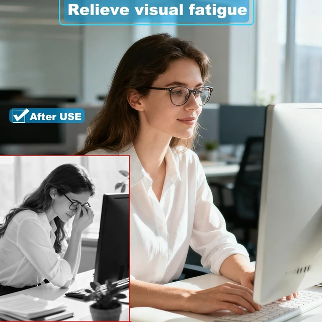 Alt view image 7 of 7 - 2-Pack 24 Inch Computer Screen Protector Film Anti-Glare & Blue Light Blocker with Transparent Filter for Eye Protection, Fits 16:10 Widescreen Monitors from Dell, HP, LG & More