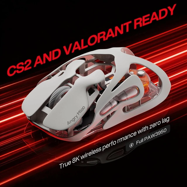 Alt view image 5 of 7 - AM Infinity Wireless Gaming Mouse 49g Magnesium-Aluminum, PAW3950 30K DPI, 8K Polling, Anti-Double-Click Optical-Micro Switches, Hot-Swap Battery, Tri-Mode RGB for FPS