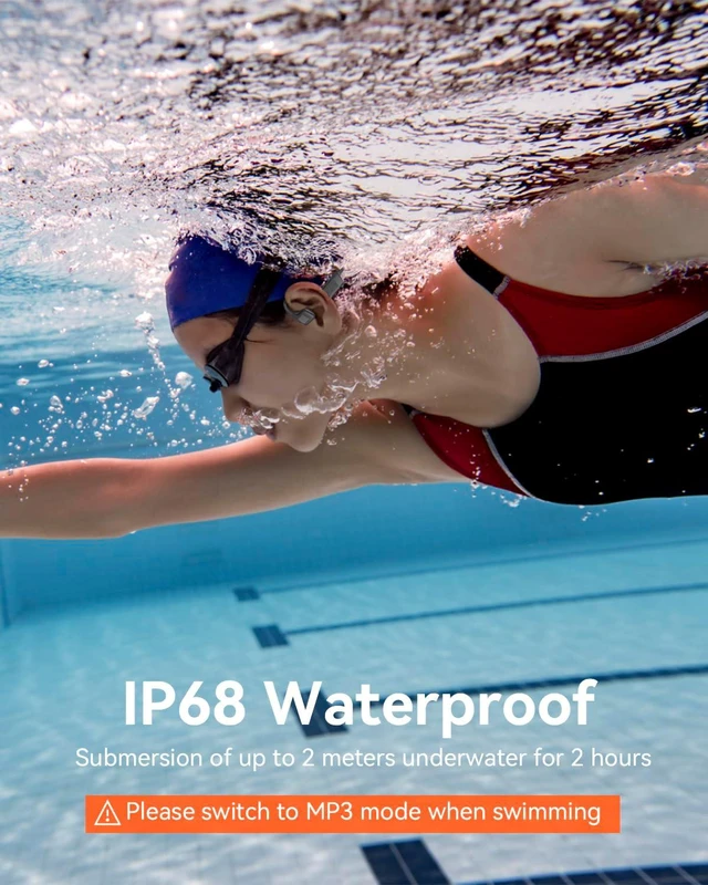 Alt view image 2 of 7 - Bone Conduction Swimming Headphones IP68 Waterproof Bluetooth 5.4 Earbuds, Built-in 32GB MP3, Open-Ear Underwater Earphones for Swimming, Running & Cycling