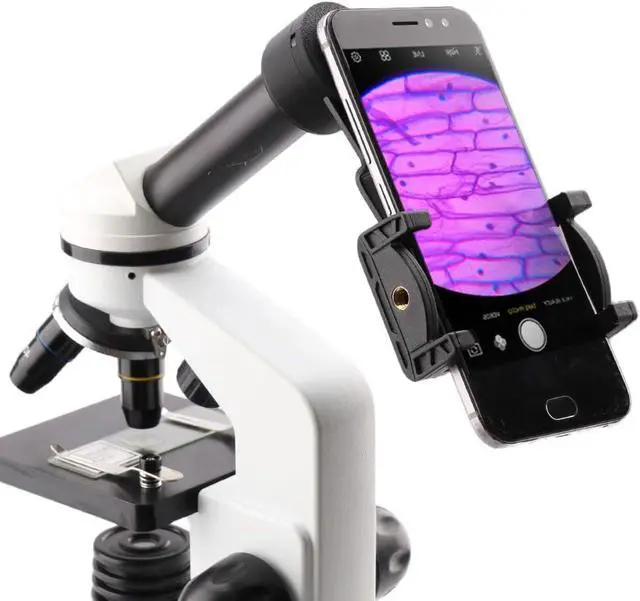 Alt view image 5 of 7 - 23.2 mm Microscope Phone Mount with Integrated WF16x Widefield Eyepiece, One-Piece Printed Head, Aluminum Alloy Frame, Spring Clamp Fits 0.913" Eyepiece Tubes