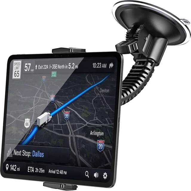 Main image of Heavy-Duty Tablet Holder for Truck, Car, Semi, Pickup, Tractor, UTV & RV Ultra-Strong 4.33" Vacuum Suction Cup, Double-Rib Metal Anti-Shake Arm, Car Mount for iPad