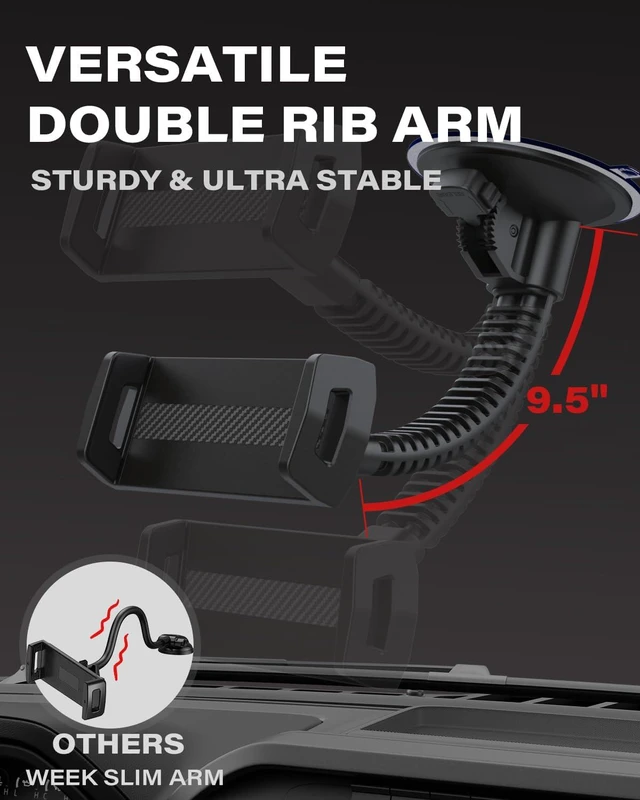 Alt view image 5 of 7 - Heavy-Duty Tablet Holder for Truck, Car, Semi, Pickup, Tractor, UTV & RV Ultra-Strong 4.33" Vacuum Suction Cup, Double-Rib Metal Anti-Shake Arm, Car Mount for iPad