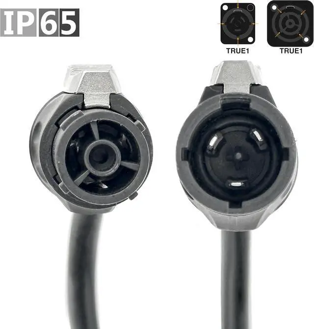 Alt view image 4 of 6 - 15' True1 Male to Female Jumper, Locking Power Cable, Black, IP65, 14 AWG