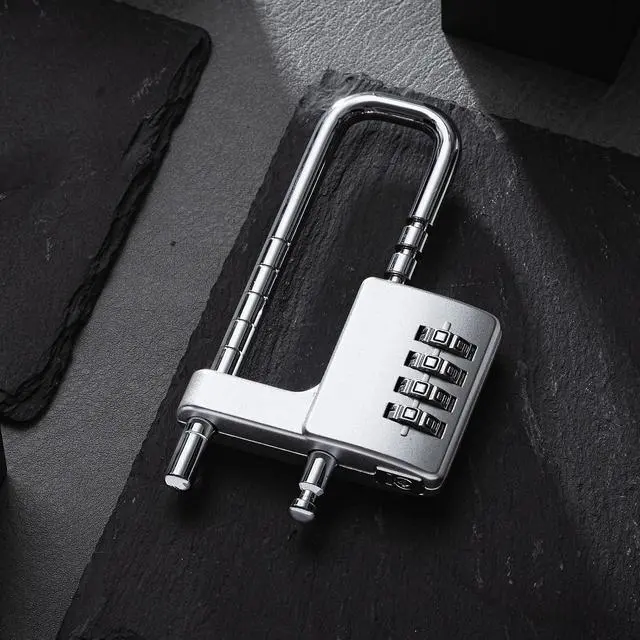Alt view image 7 of 7 - 4 Pcs 4 Digit Combination Cabinet Lock U Shaped Code Gym 2.51 x 4.6 Inch Adjustable Padlock Metal Long Shackle Lock for Under 0.6" Width Outdoor College Fences Sports Lockers Gym