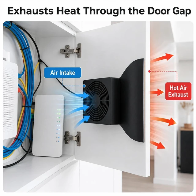 Alt view image 2 of 7 - No-Drill Cabinet Cooling Fan Quiet Slim Fan for Home Theater AV Cabinets, Electronics Enclosures, Server Racks & Ventilated Doors