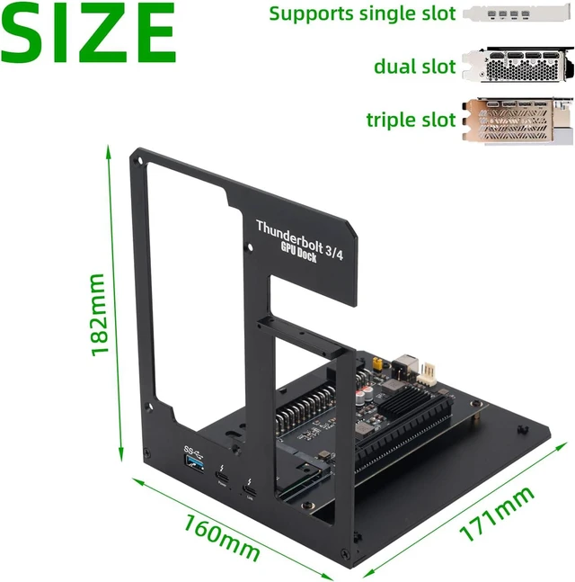 Alt view image 2 of 6 - Thunderbolt 3/4 eGPU Enclosure Compatible with USB4 Supports NVIDIA/AMD Graphics & PCIe Cards, ATX Power Supply, PD 85W Charging (VK-Y900)
