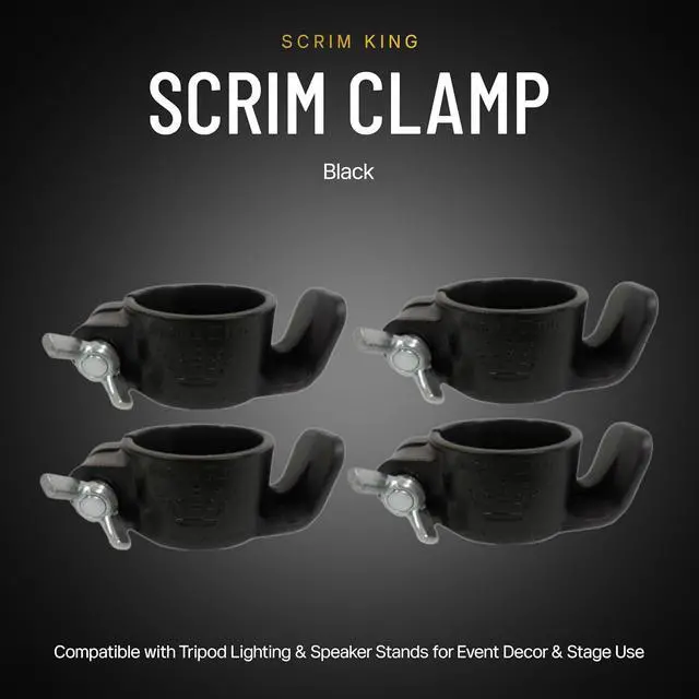 Alt view image 2 of 7 - Universal Scrim Clamp Compatible with Tripod Lighting & Speaker Stands for Event Decor & Stage Use - Durable Strong Grip Setup, Easy Install & Lightweight Accessory - Black - Pack of 4