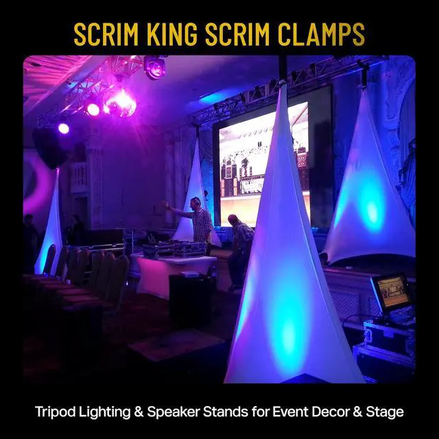 Alt view image 5 of 7 - Universal Scrim Clamp Compatible with Tripod Lighting & Speaker Stands for Event Decor & Stage Use - Durable Strong Grip Setup, Easy Install & Lightweight Accessory - Black - Pack of 4