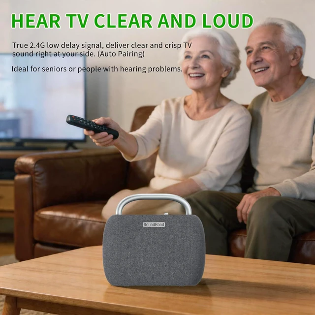 Alt view image 5 of 7 - Wireless TV Speakers for Smart TVs Portable Speakers for Hard-of-Hearing Seniors & Elderly, Compatible with Optical, RCA, AUX, USB-C TVs, DVD & Multimedia Players