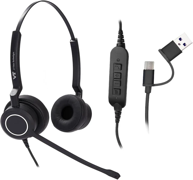 Main image of Wired UC Headset with 2-Mic AI Noise-Cancelling Work Headphones with USB-C/A for PC/Laptop/IP Phones, MS Teams, Genesys, 3CX, Bria, Avaya Workplace, Cisco Jabber, GoogleMeet, Zoom (Binaural)