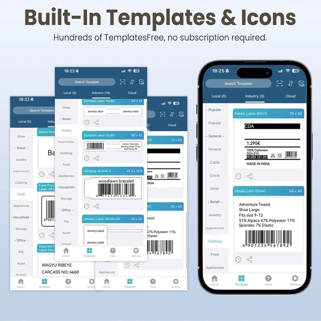 Alt view image 6 of 7 - Portable Bluetooth Thermal Printer & Label Maker with Tape, Barcode & Receipt Printing, USB Wireless for Android, iOS, Windows & macOS