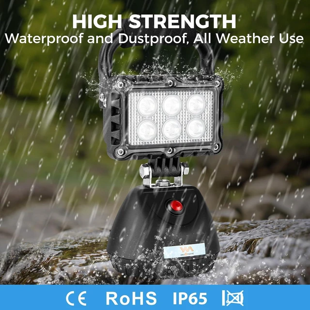 Alt view image 4 of 7 - 18W 2400LM Aluminum Alloy LED Work Light with Strong Magnet & Handle, Waterproof Dustproof Floodlight for Workshop, Garage & Construction Site (Blue)