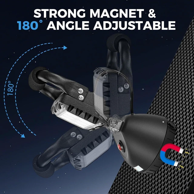 Alt view image 5 of 7 - 18W 2400LM Aluminum Alloy LED Work Light with Strong Magnet & Handle, Waterproof Dustproof Floodlight for Workshop, Garage & Construction Site (Blue)