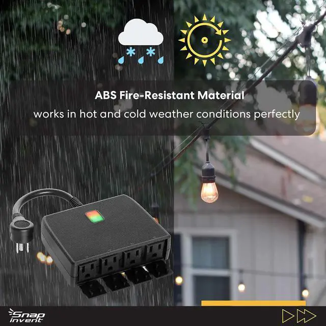Alt view image 5 of 7 - Smart Heavy Duty Outdoor Power Strip WiFi Plug Water-Resistant Socket, Electrical Power Extension Cord, Outlet Switch and Timer Works Remotely with Alexa, G Assistant (4 Sockets) Black