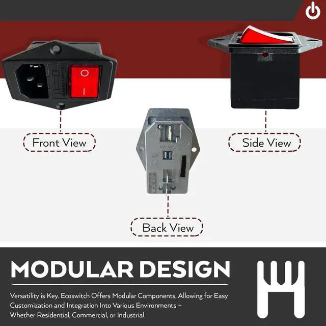 Alt view image 2 of 7 - Superfit 10A 250V Power Entry On Off Switch Inlet Power Plug Socket Male 3 Pins Socket with Fuse Rocker Switch Module Plug for Treadmill Works with Superfit 2-in-1
