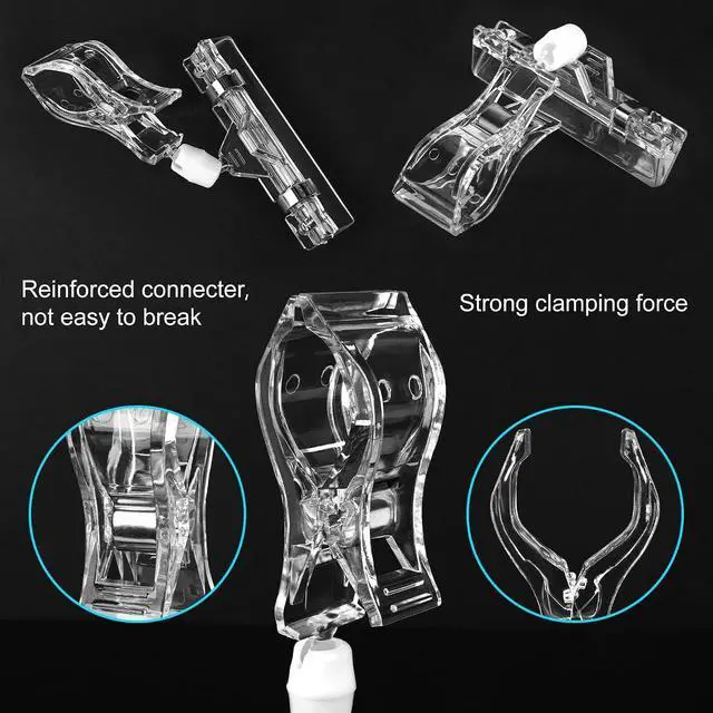 Alt view image 4 of 6 - Clear Plastic Label Pop Clips - 100 Pack Swivel Double Sided Price Tag Clips for Sale on Display Shelves and Sign Holders