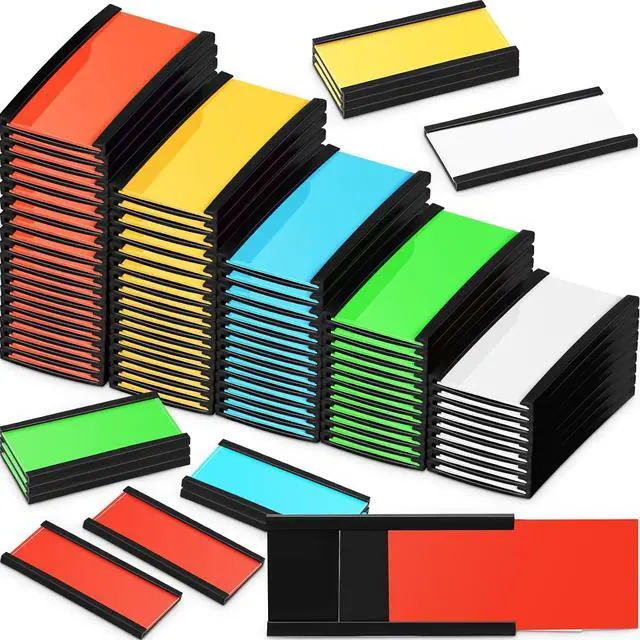 Main image of Magnetic Label Holders Channel Cardholders Magnetic Name Plate Tags Cabinet Labels for Shelving with Clear Plastic Protector and Colorful Paper Insert(1 x 2'',200 Pcs)
