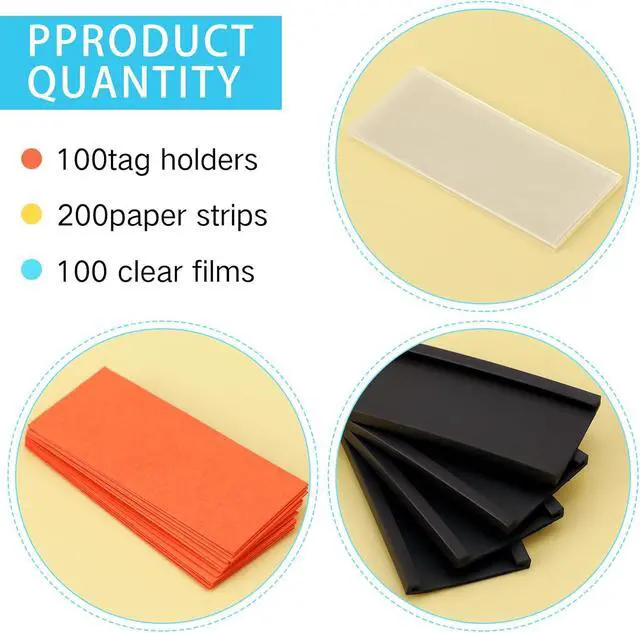Alt view image 5 of 7 - Magnetic Label Holders Channel Cardholders Magnetic Name Plate Tags Cabinet Labels for Shelving with Clear Plastic Protector and Colorful Paper Insert(1 x 2'',200 Pcs)