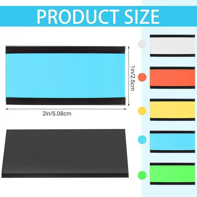 Alt view image 4 of 7 - Magnetic Label Holders Channel Cardholders Magnetic Name Plate Tags Cabinet Labels for Shelving with Clear Plastic Protector and Colorful Paper Insert(1 x 2'',200 Pcs)
