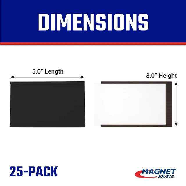 Alt view image 2 of 7 - 25-Pack Heavy-Duty Magnetic Label Holders for Metal File Cabinet, Shelf & Whiteboard, 5" L x 3" H, Fits Signs & Tags, Includes 35 Perforated Cards