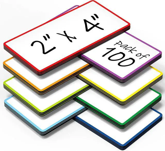 Main image of 100 Pack Dry Erase Magnetic Labels 2x4 in - Magnetic Name Tags for Classroom Lockers School Bus - Classroom Magnets for Names - Magnet Labels for Whiteboard - Magnet Names Plates for Classrooms