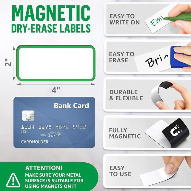 Alt view image 2 of 7 - 100 Pack Dry Erase Magnetic Labels 2x4 in - Magnetic Name Tags for Classroom Lockers School Bus - Classroom Magnets for Names - Magnet Labels for Whiteboard - Magnet Names Plates for Classrooms