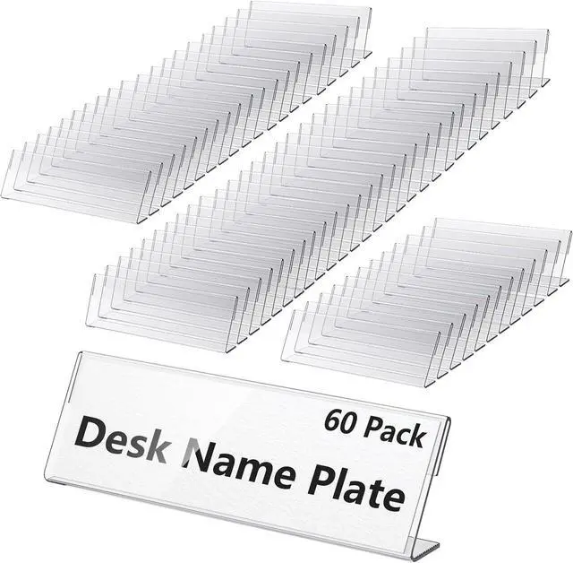 Main image of 60 Pcs Acrylic Name Plates for Desk 2 X 8 Inches Name Tents for Classroom License Label Holder for Back to School Classroom Office Conference Business Meeting Table Display (60)