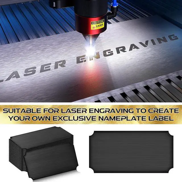 Alt view image 4 of 6 - 60 Pcs Engraved Name Tag Blank Laser Brushed Plate Personalized Plaque Custom Stainless Steel Name Plates Frame Label with Adhesive Backing for DIY, 1 x 3 Inches (Black,2" X 4")