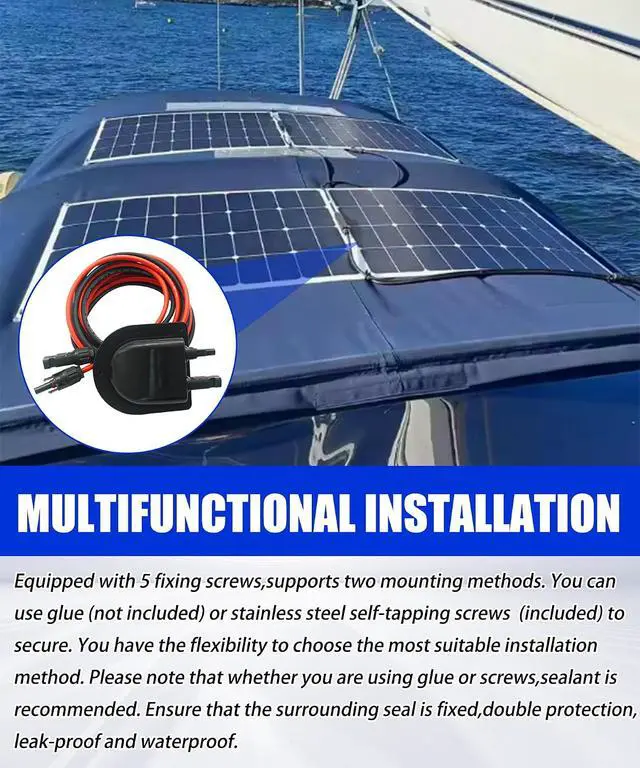 Alt view image 5 of 6 - 10Ft Solar Cable Entry Gland with 10AWG Solar Extension Cable,MC4 Connectors for Solar Junction Box Fit for RV, Boat, Camper & Van Lnstallations, Tinned Copper Wire