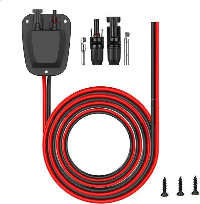 Main image of Solar Double Cable Entry Gland Installed Solar Panel Extension Cable- 10AWG Solar Cable Solar Panel Cable 20Ft with Solar Connectors for RV, Campervan, Solar Project Campervan,