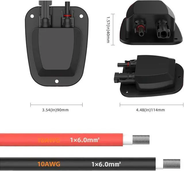 Alt view image 4 of 7 - Solar Double Cable Entry Gland Installed Solar Panel Extension Cable- 10AWG Solar Cable Solar Panel Cable 20Ft with Solar Connectors for RV, Campervan, Solar Project Campervan,