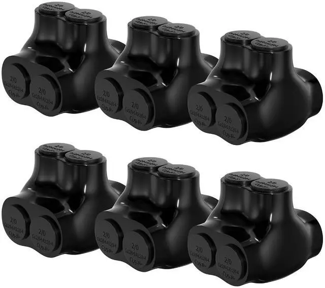 Main image of 2 Port Dual Entry Insulated Multi Tap Connector 2/0-6 AWG Aluminum Wire Connector Splice Electrical Power Connector 3/16" Allen Hex - 6 Pack